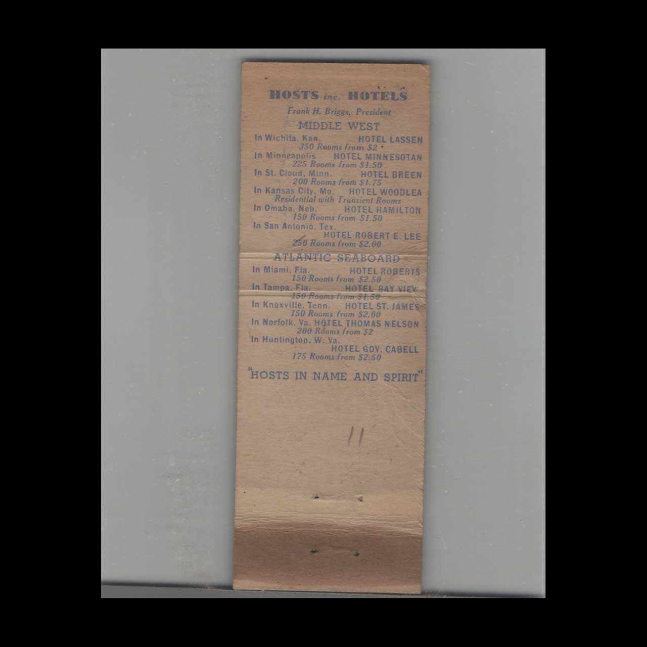 Matchbook Cover Miami FL Roberts Hotel With Wood Grain Design Matchbook Cover Miami FL Roberts Hotel With Wood Grain Design