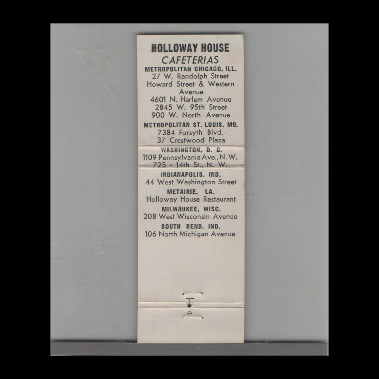 Holloway House Matchbook Cover Americas Finest Cafeterias Holloway House Matchbook Cover Americas Finest Cafeterias