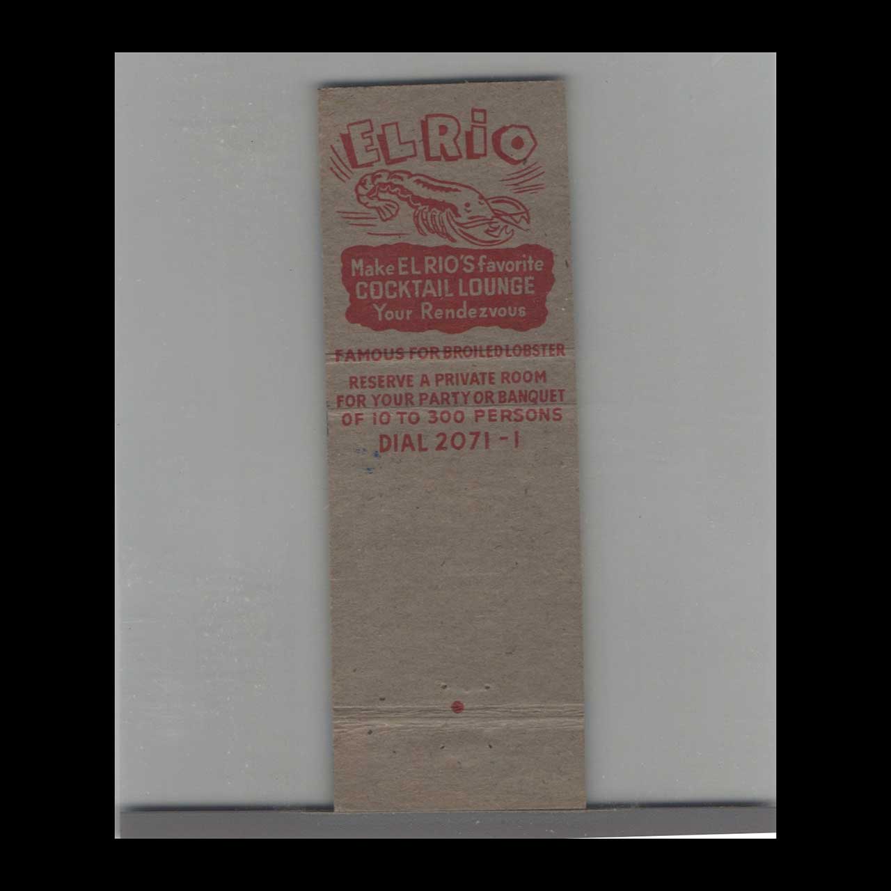 El Rio Ocean Fresh Seafood Warren OH Matchbook Cover El Rio Ocean Fresh Seafood Warren OH Matchbook Cover