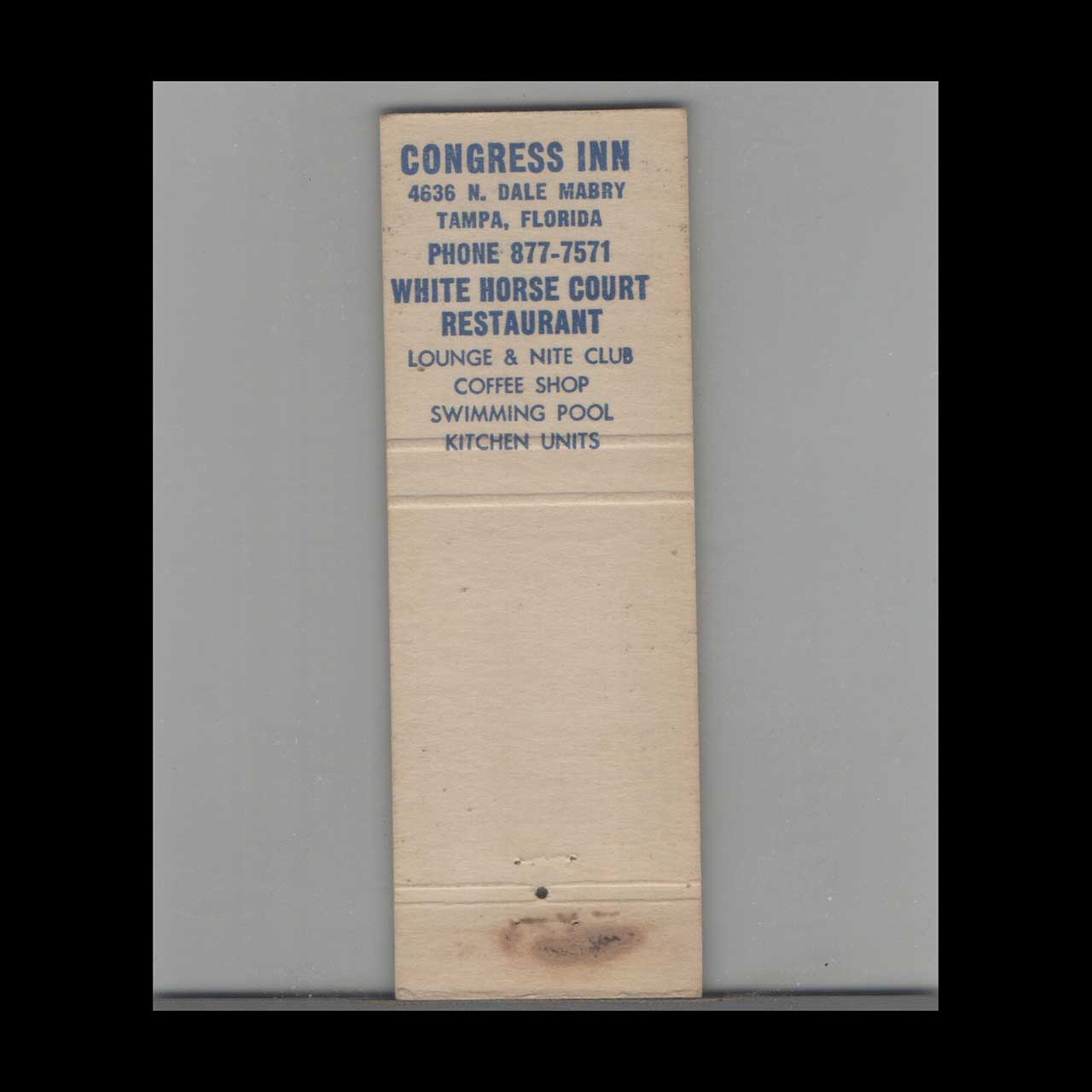Matchbook Cover Congress Inn Tampa FL Travel First Class Matchbook Cover Congress Inn Tampa FL Travel First Class