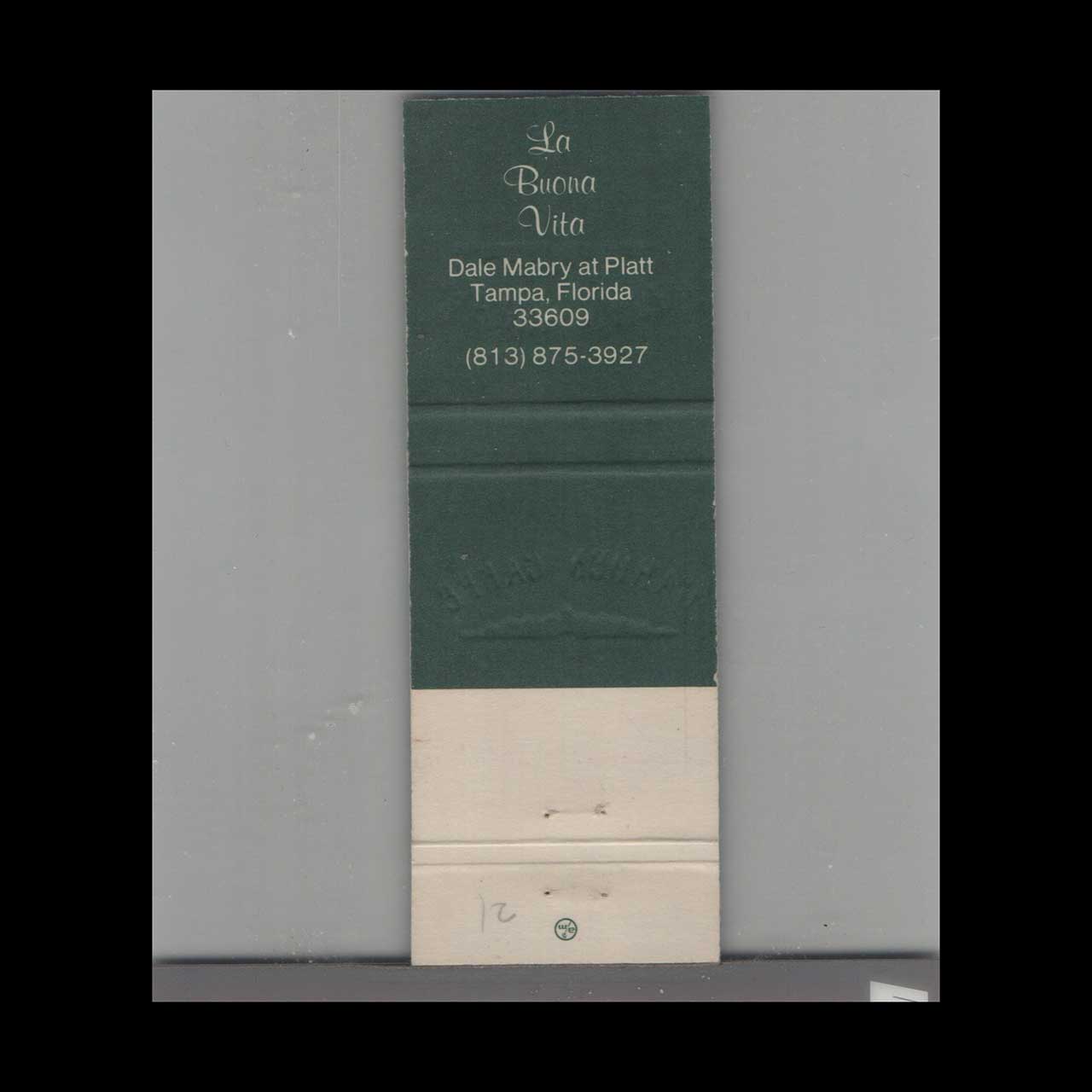 Matchbook Cover Garden Caffe Tampa FL Matchbook Cover Garden Caffe Tampa FL