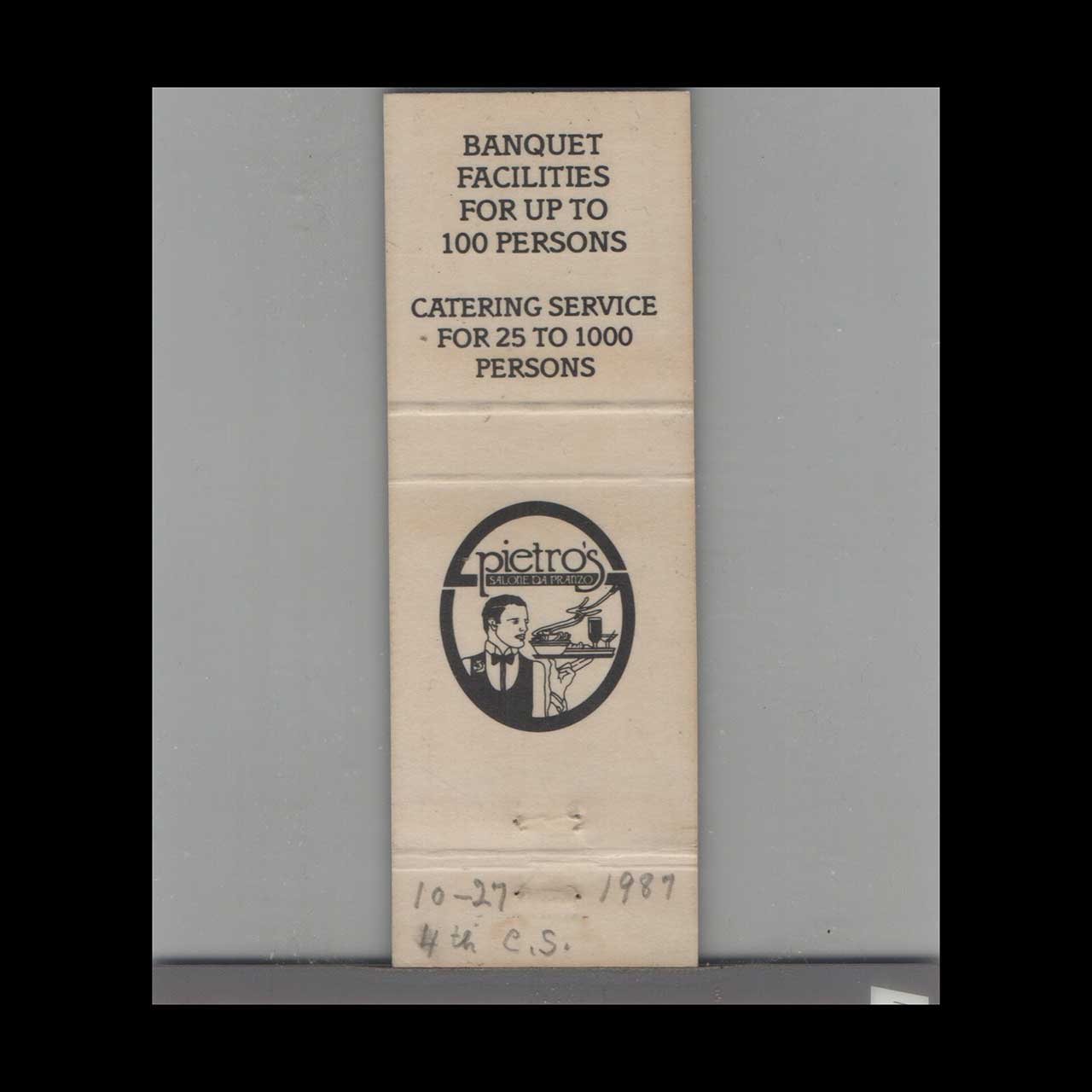 Scagliones University Restaurant Tampa FL Matchbook Cover Scagliones University Restaurant Tampa FL Matchbook Cover