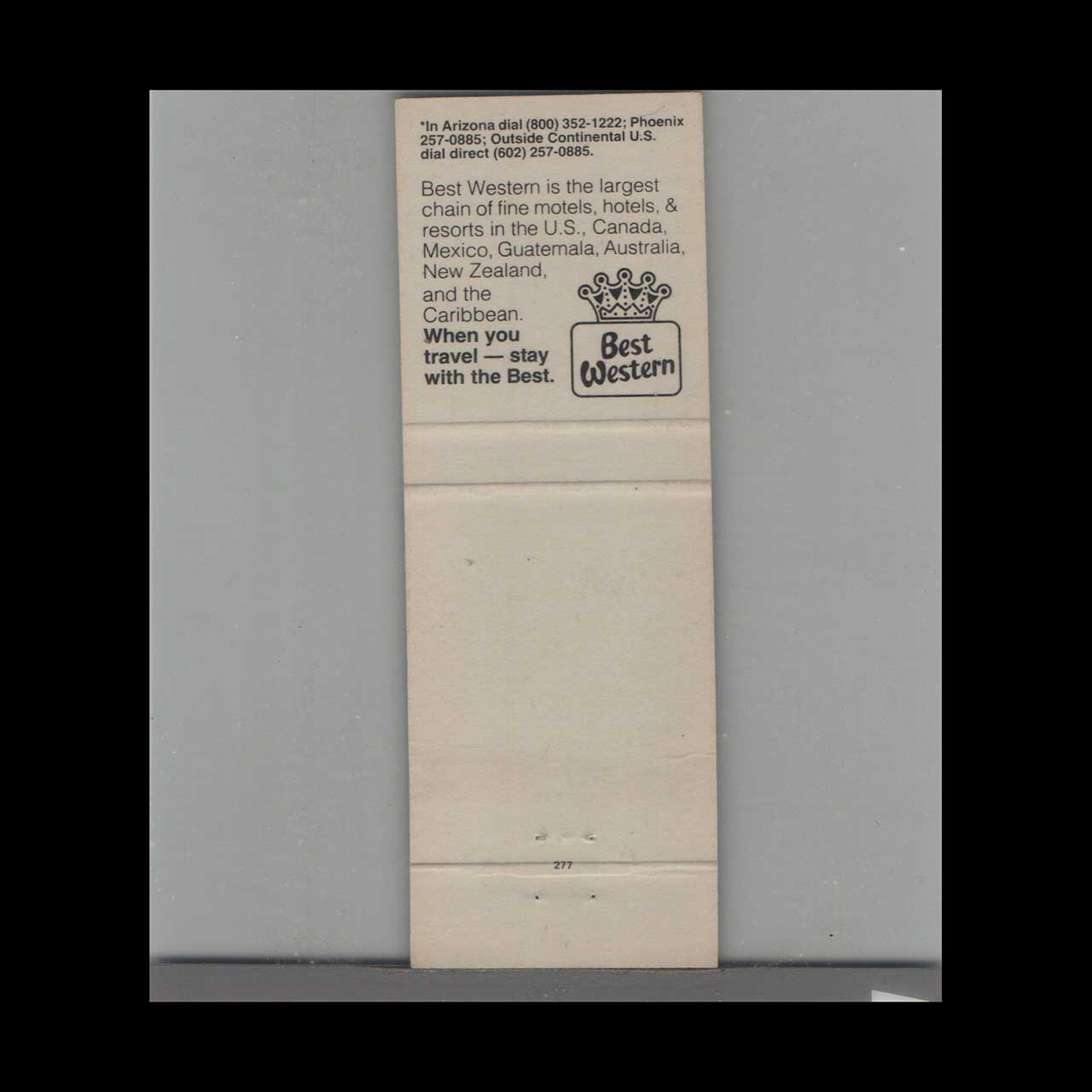 Matchbook Cover Best Western Hotel in Tampa FL Matchbook Cover Best Western Hotel in Tampa FL