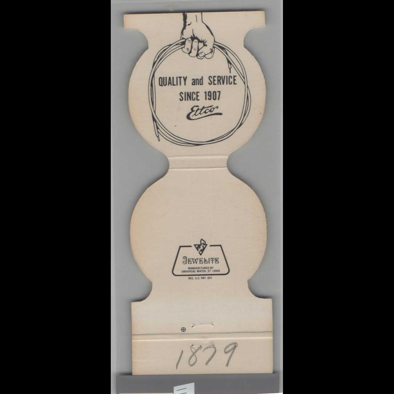 Ettco Wire & Cable Corp Brooklyn Matchbook Cover Ettco Wire & Cable Corp Brooklyn Matchbook Cover