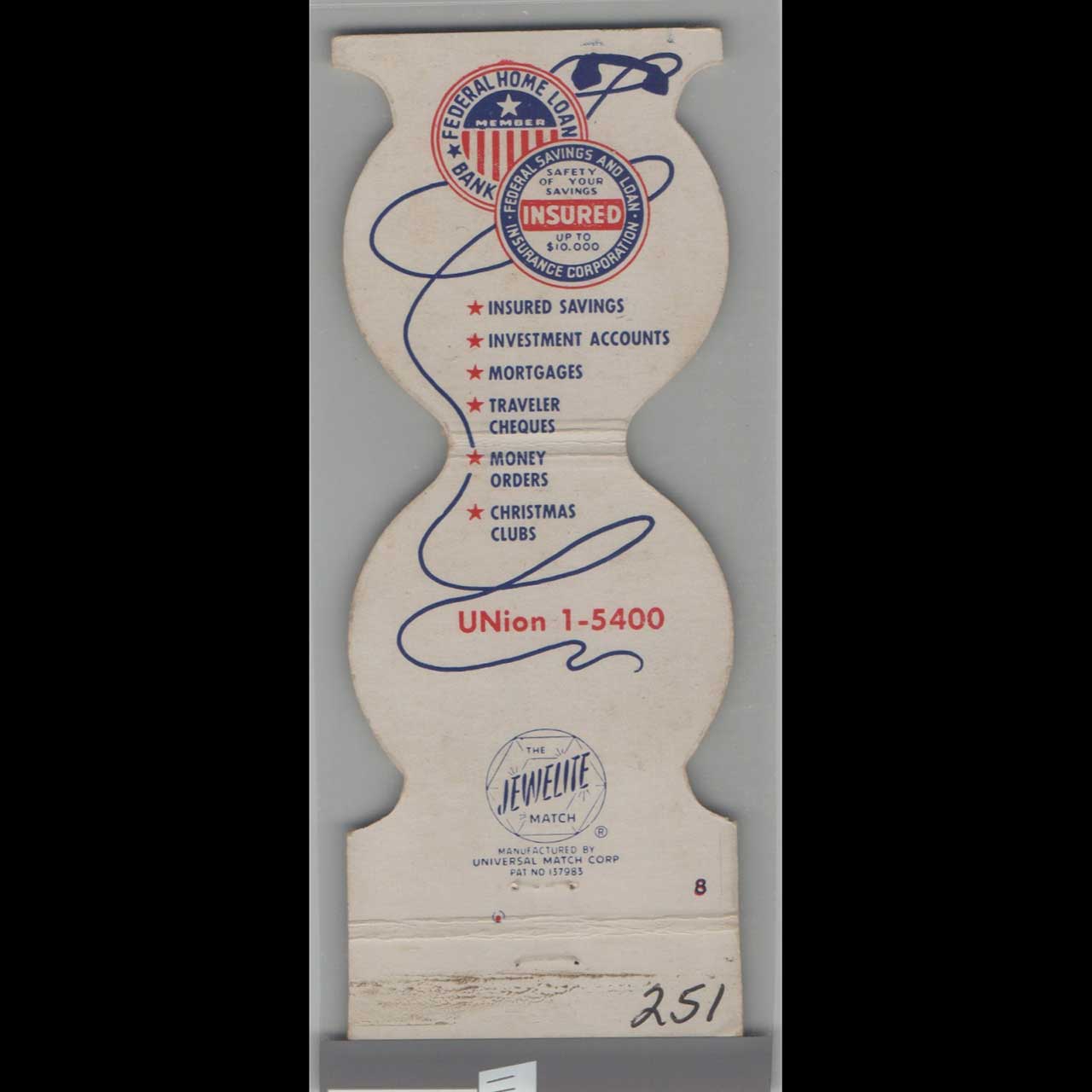 First Federal Savings Bank Matchbook Cover Providence RI First Federal Savings Bank Matchbook Cover Providence RI