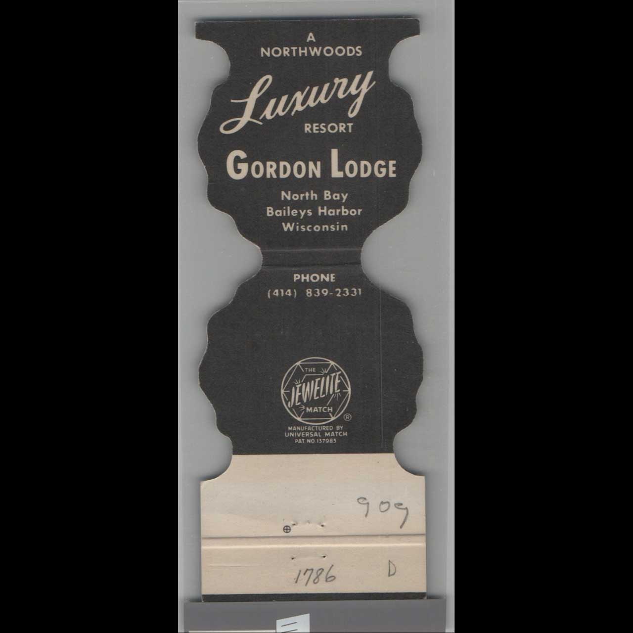 Lodge Gordon Top Deck Baileys Harbor Matchbook Cover Lodge Gordon Top Deck Baileys Harbor Matchbook Cover