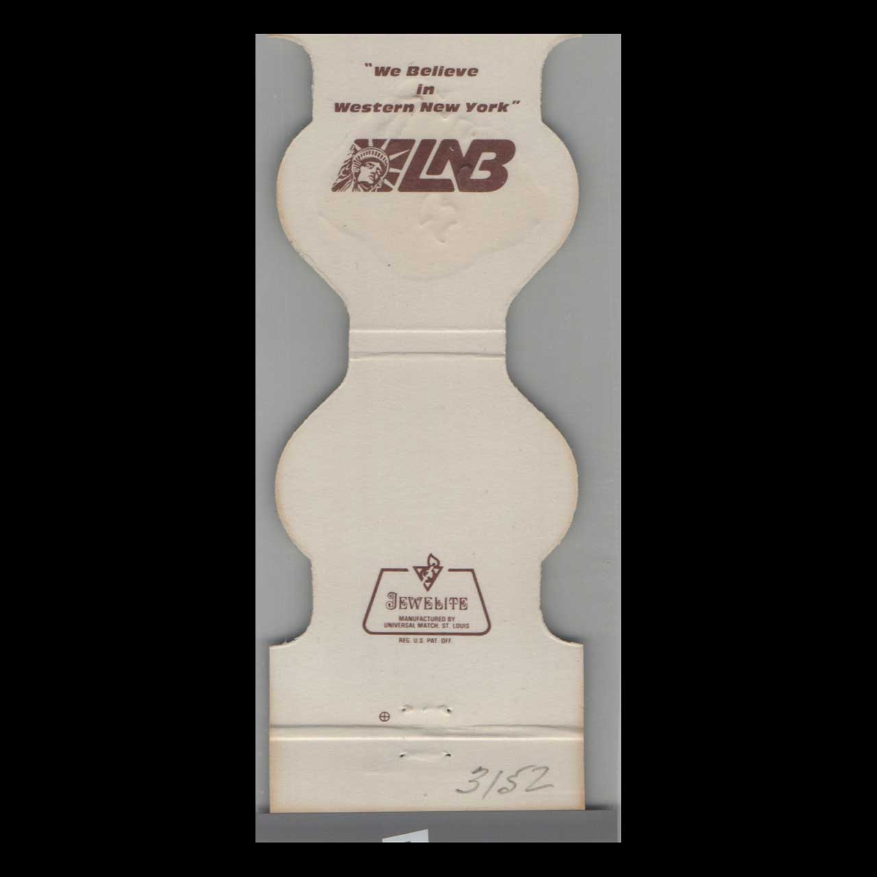 LNB We Believe In Western New York Matchbook Cover LNB We Believe In Western New York Matchbook Cover