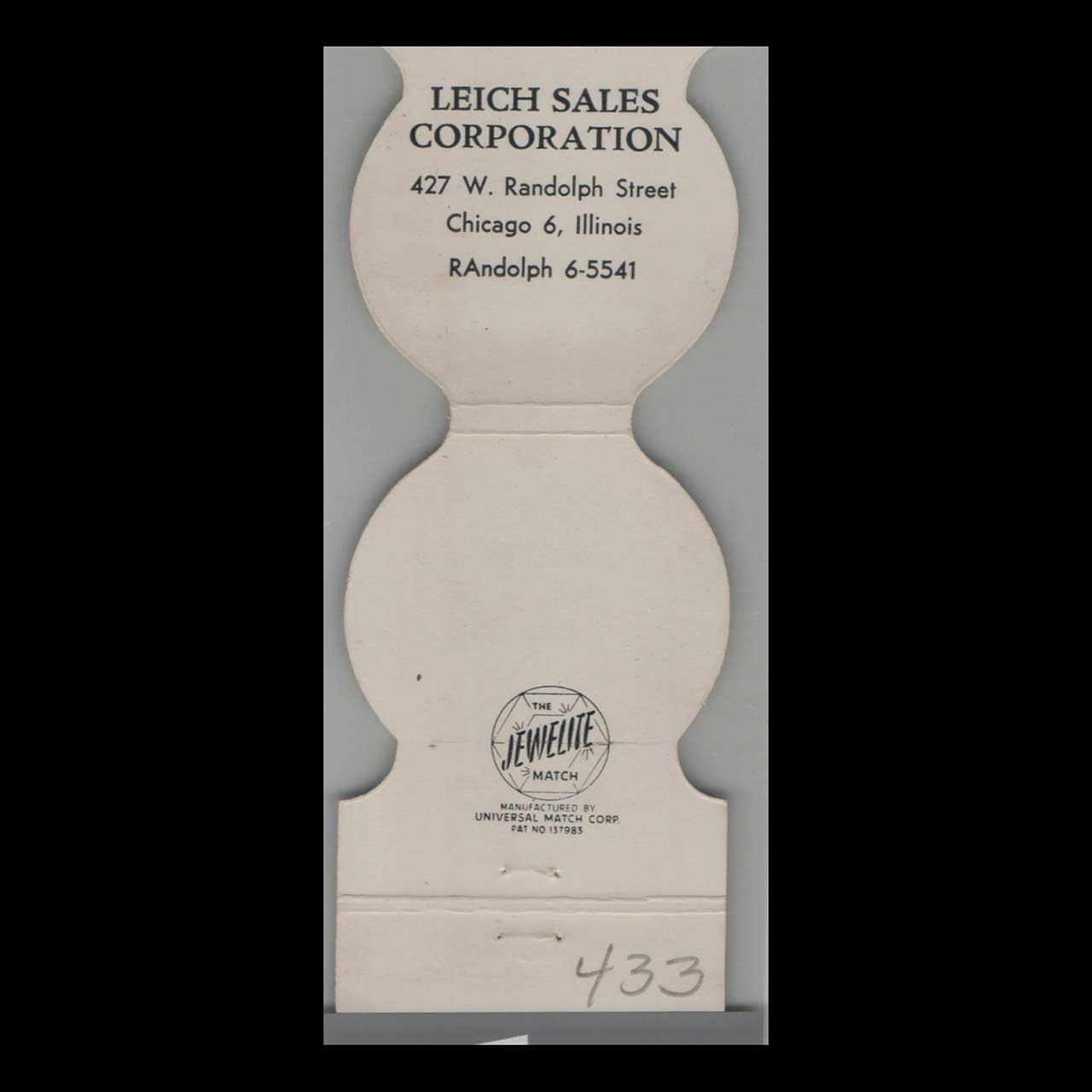 Leich Electric 50th Anniversary Matchbook Cover Chicago Leich Electric 50th Anniversary Matchbook Cover Chicago