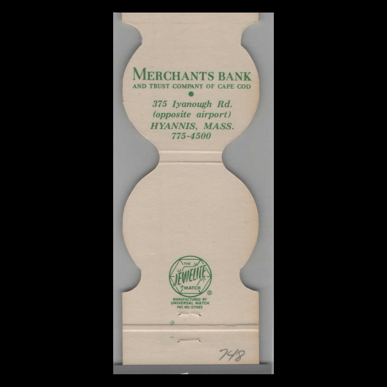Merchants Bank & Trust Cape Cod Matchbook Cover Merchants Bank & Trust Cape Cod Matchbook Cover
