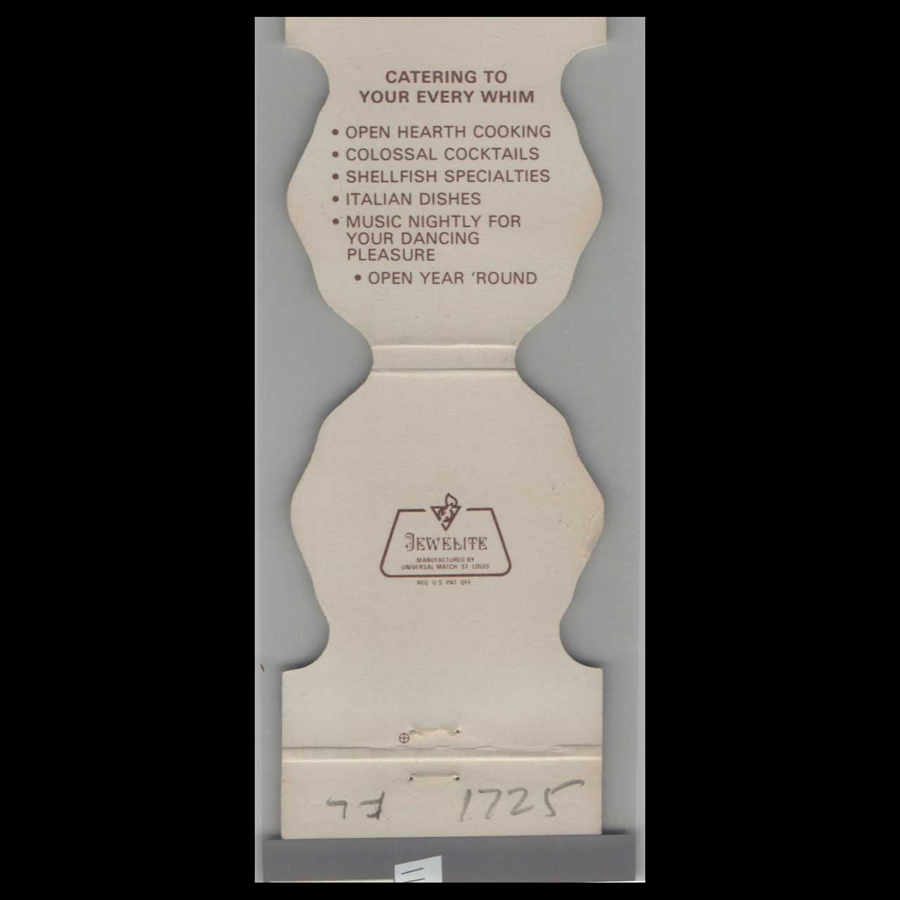 Neils Steak & Oyster House Matchbook Cover Wildwood NJ Neils Steak & Oyster House Matchbook Cover Wildwood NJ