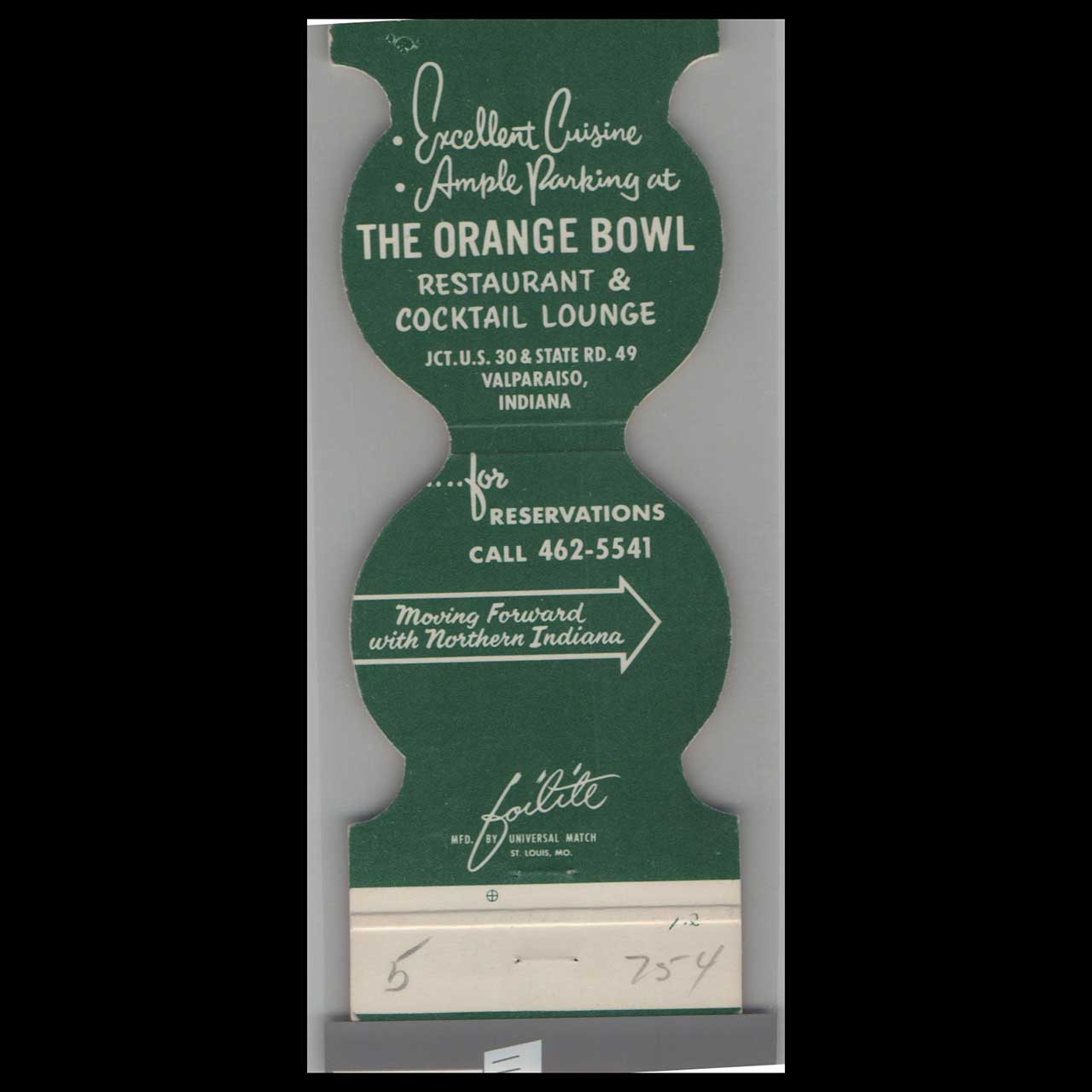 Orange Bowl Restaurant Matchbook Cover Valparaiso IN Orange Bowl Restaurant Matchbook Cover Valparaiso IN