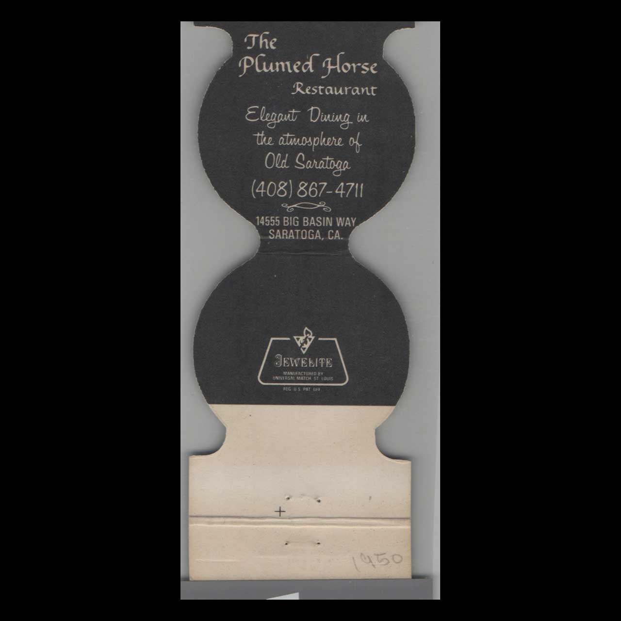 Saratoga Plumed Horse Restaurant Matchbook Cover Saratoga Plumed Horse Restaurant Matchbook Cover