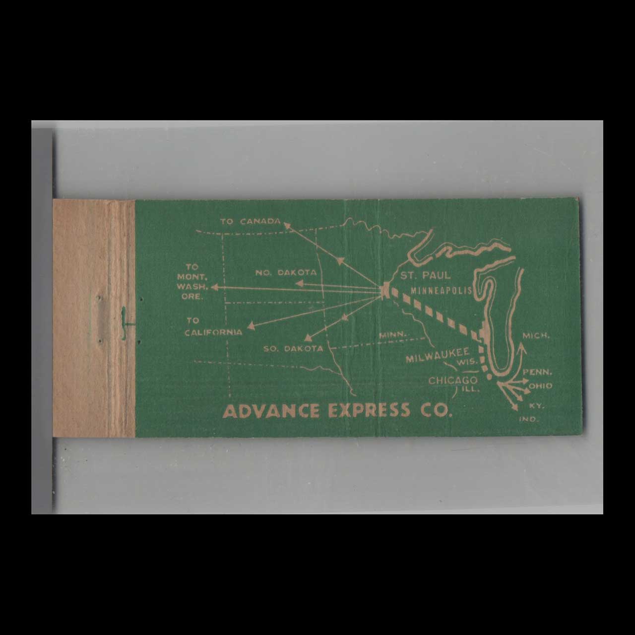 Trucking Advance Express Matchbook Cover Minneapolis MN Trucking Advance Express Matchbook Cover Minneapolis MN