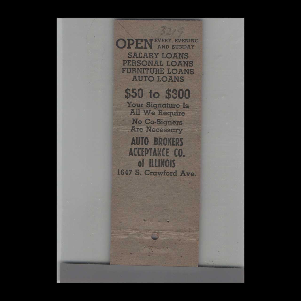 Arrow Match Co Auto Brokers Matchbook Cover Illinois Arrow Match Co Auto Brokers Matchbook Cover Illinois