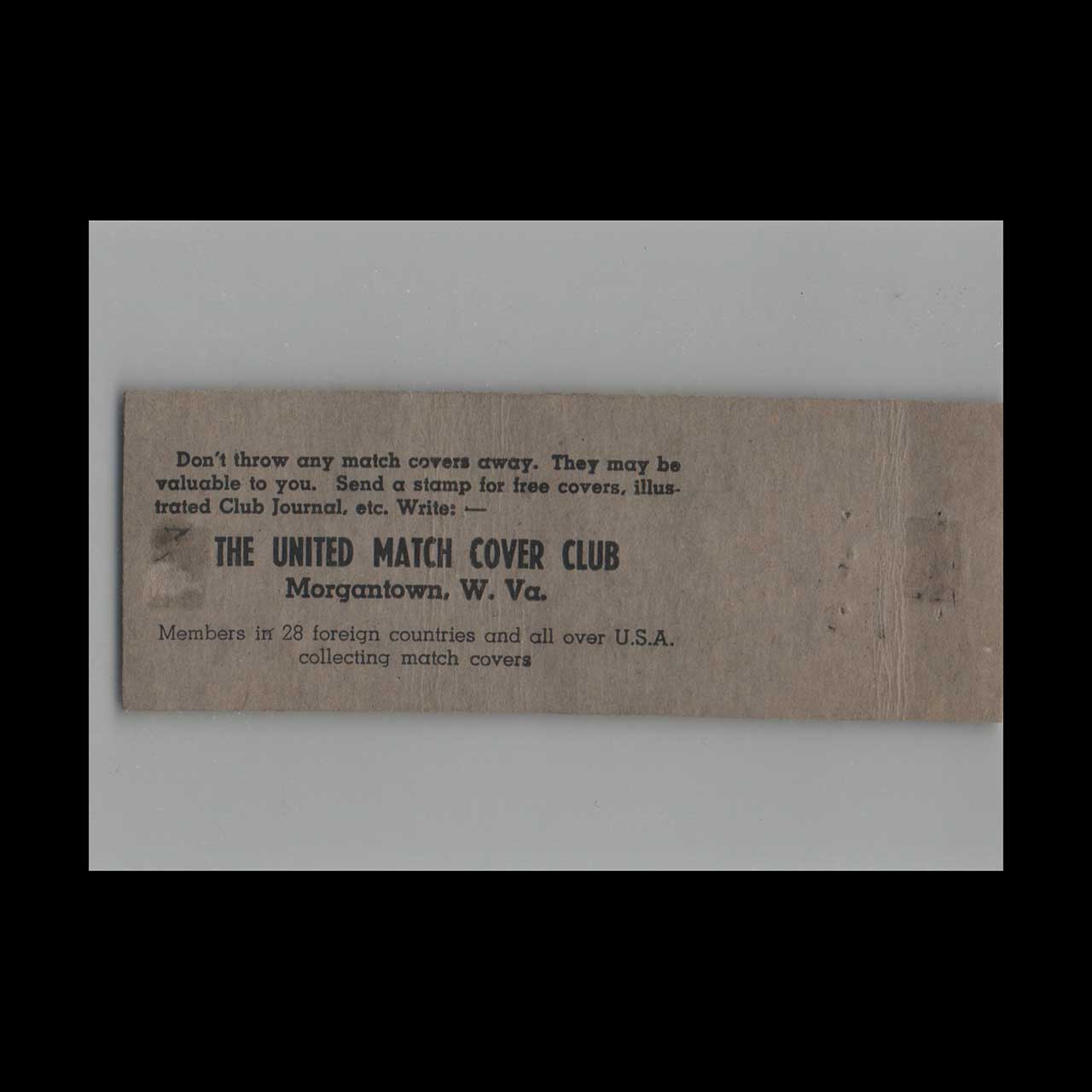 1930s Advance Match Welcome Home Admiral Reeves LA 1930s Advance Match Welcome Home Admiral Reeves LA