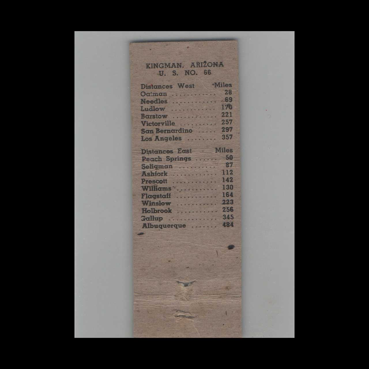 1930s Frontier Cafe Matchbook Cover Kingman AZ 1930s Frontier Cafe Matchbook Cover Kingman AZ