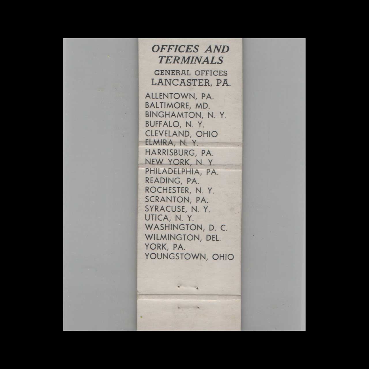 Trucking Shirks Motor Express Matchbook Cover Lancaster PA Trucking Shirks Motor Express Matchbook Cover Lancaster PA