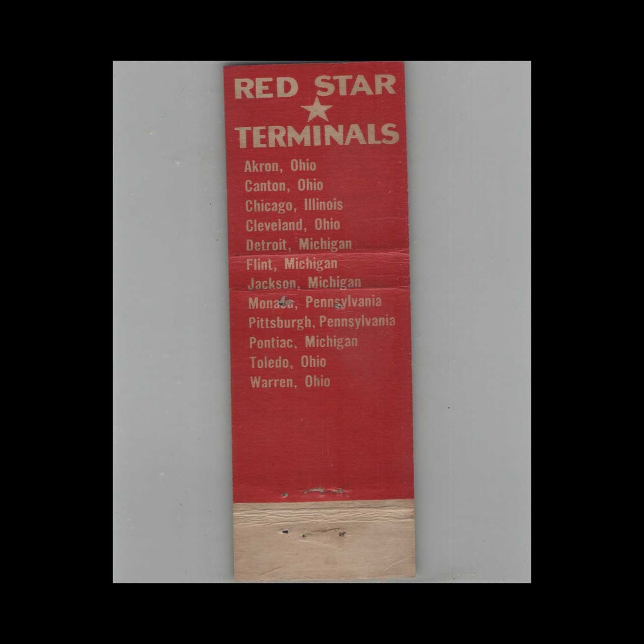 Red Star Transit Co Trucking Matchbook Cover Red Star Transit Co Trucking Matchbook Cover