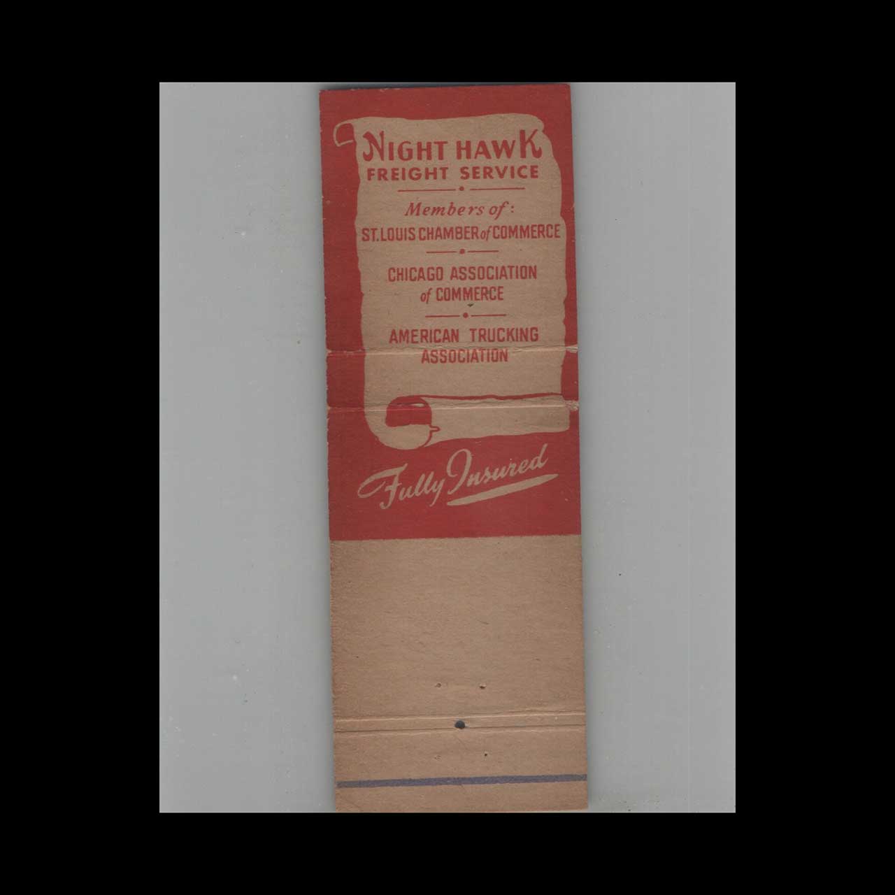 Night Hawk Freight Service Matchbook Cover St Louis Night Hawk Freight Service Matchbook Cover St Louis