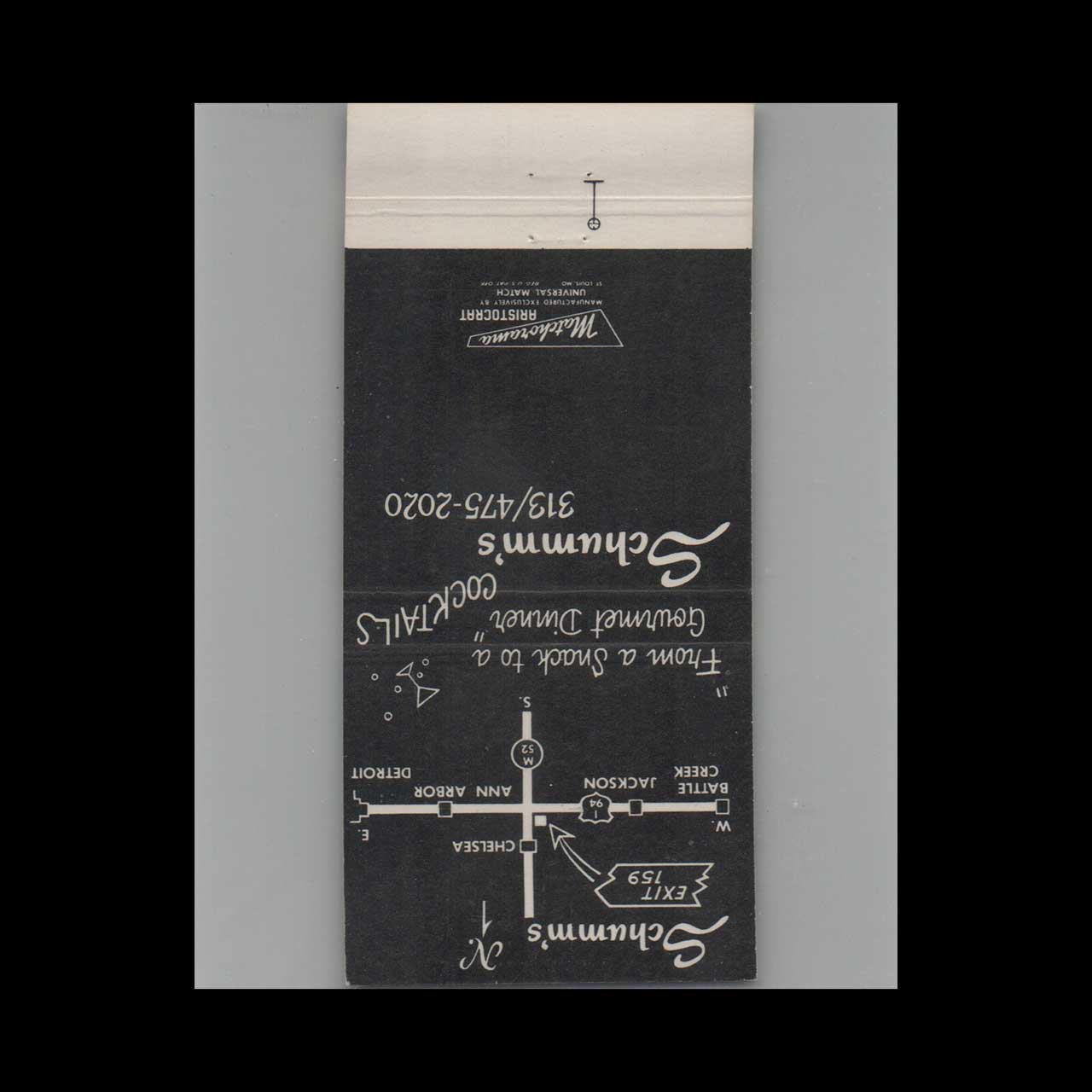 Schumms Restaurant Chelsea MI Matchbook Cover Schumms Restaurant Chelsea MI Matchbook Cover
