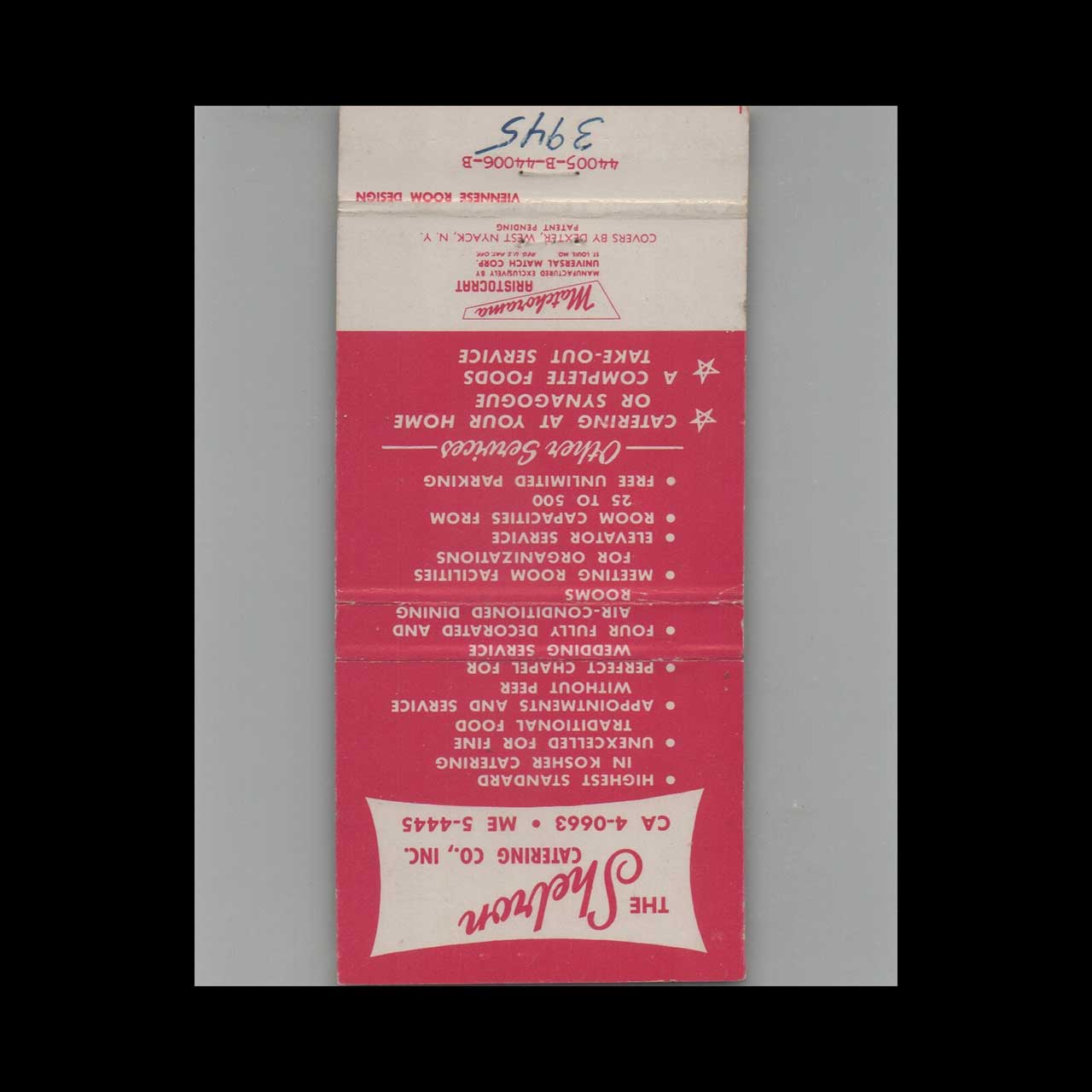 Sidney M Kowit Kosher Caterer Matchbook Cover Philadelphia Sidney M Kowit Kosher Caterer Matchbook Cover Philadelphia