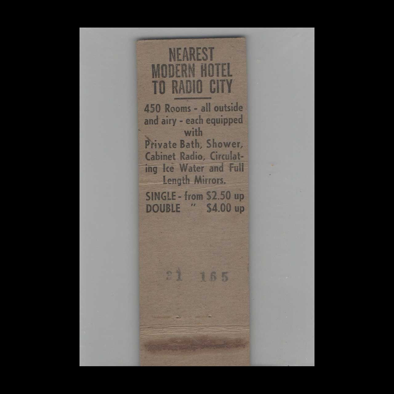 Matchbook Cover Hotel Abbey New York NY #5 Matchbook Cover Hotel Abbey New York NY #5