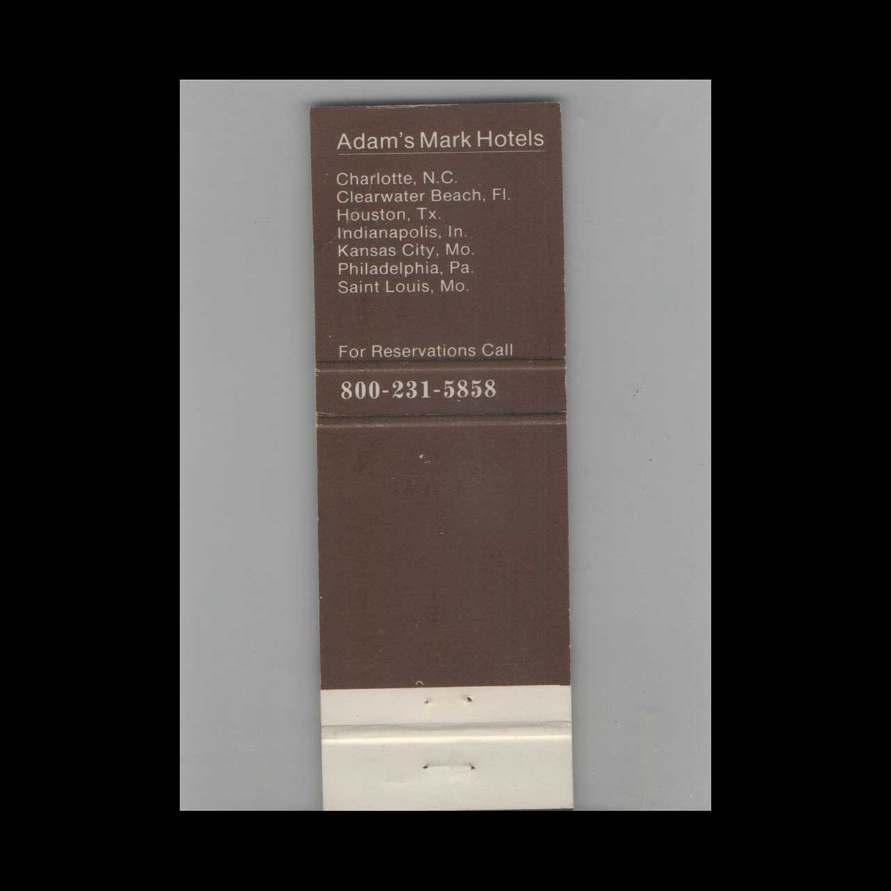 Matchbook Cover Adams Mark Hotels Various Locations #4 Matchbook Cover Adams Mark Hotels Various Locations #4