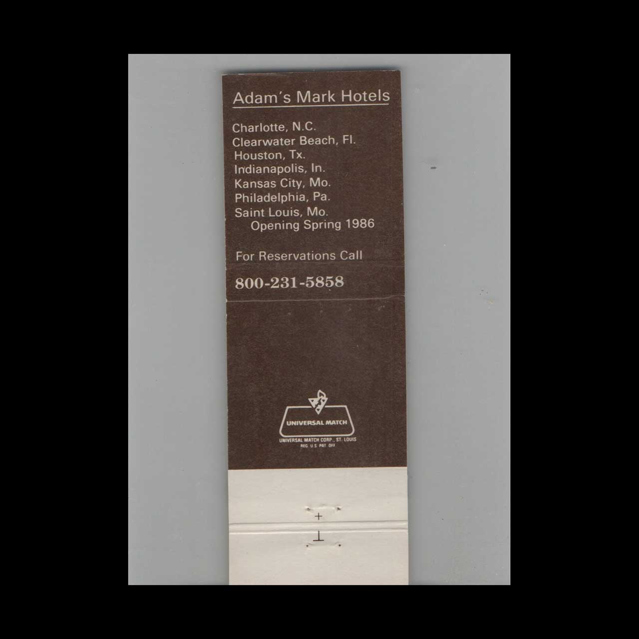 Matchbook Cover Adams Mark Hotels Various Locations #9 Matchbook Cover Adams Mark Hotels Various Locations #9