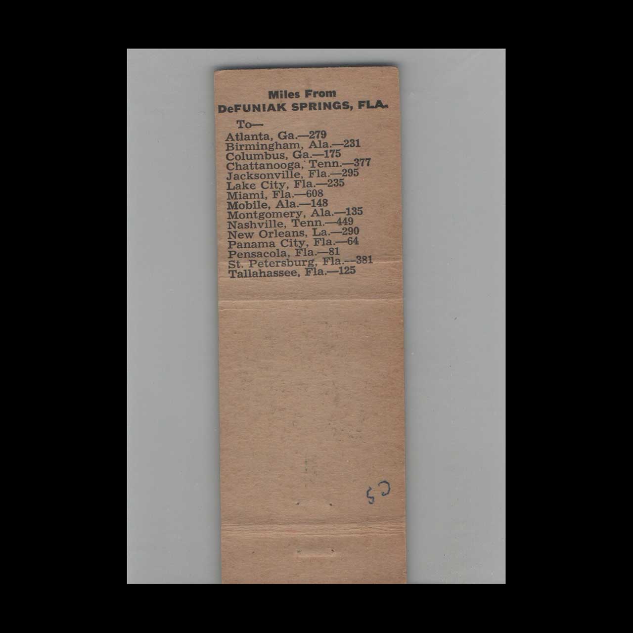 Matchbook Cover Adams Motel DeFuniak Springs FL Matchbook Cover Adams Motel DeFuniak Springs FL