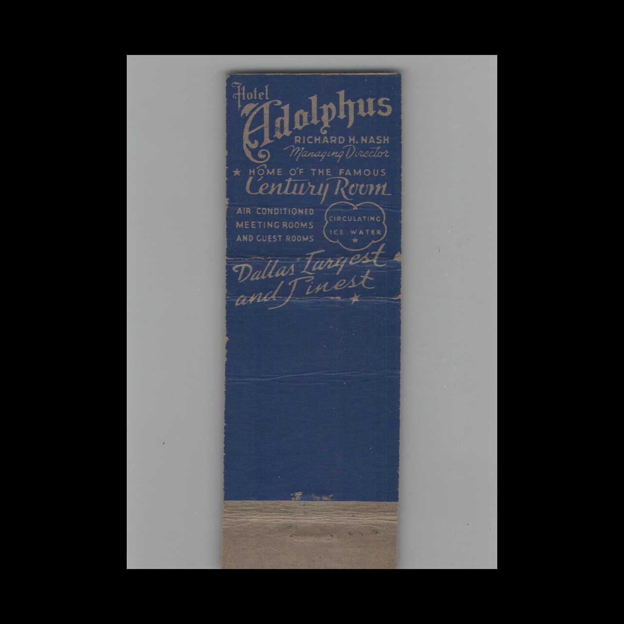 Matchbook Cover Hotel Adolphus Dallas TX #3 Matchbook Cover Hotel Adolphus Dallas TX #3