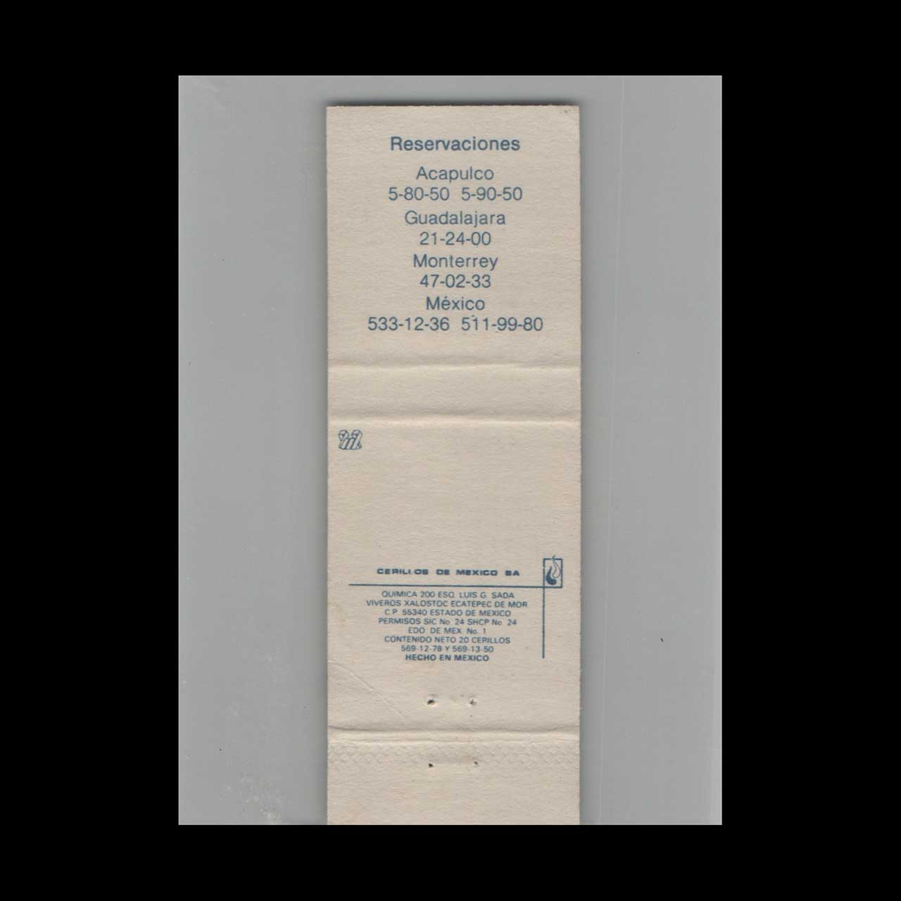 Matchbook Cover Acapulco Plaza La Paz Acapulco Mexico #5 Matchbook Cover Acapulco Plaza La Paz Acapulco Mexico #5