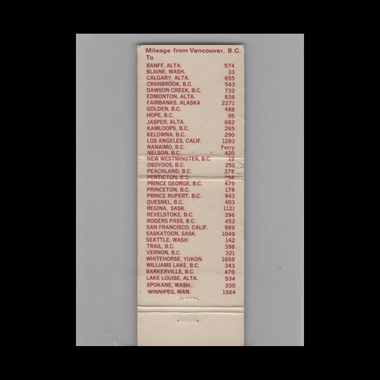 Matchbook Cover Abbotsford Hotel Vancouver BC #3 Matchbook Cover Abbotsford Hotel Vancouver BC #3