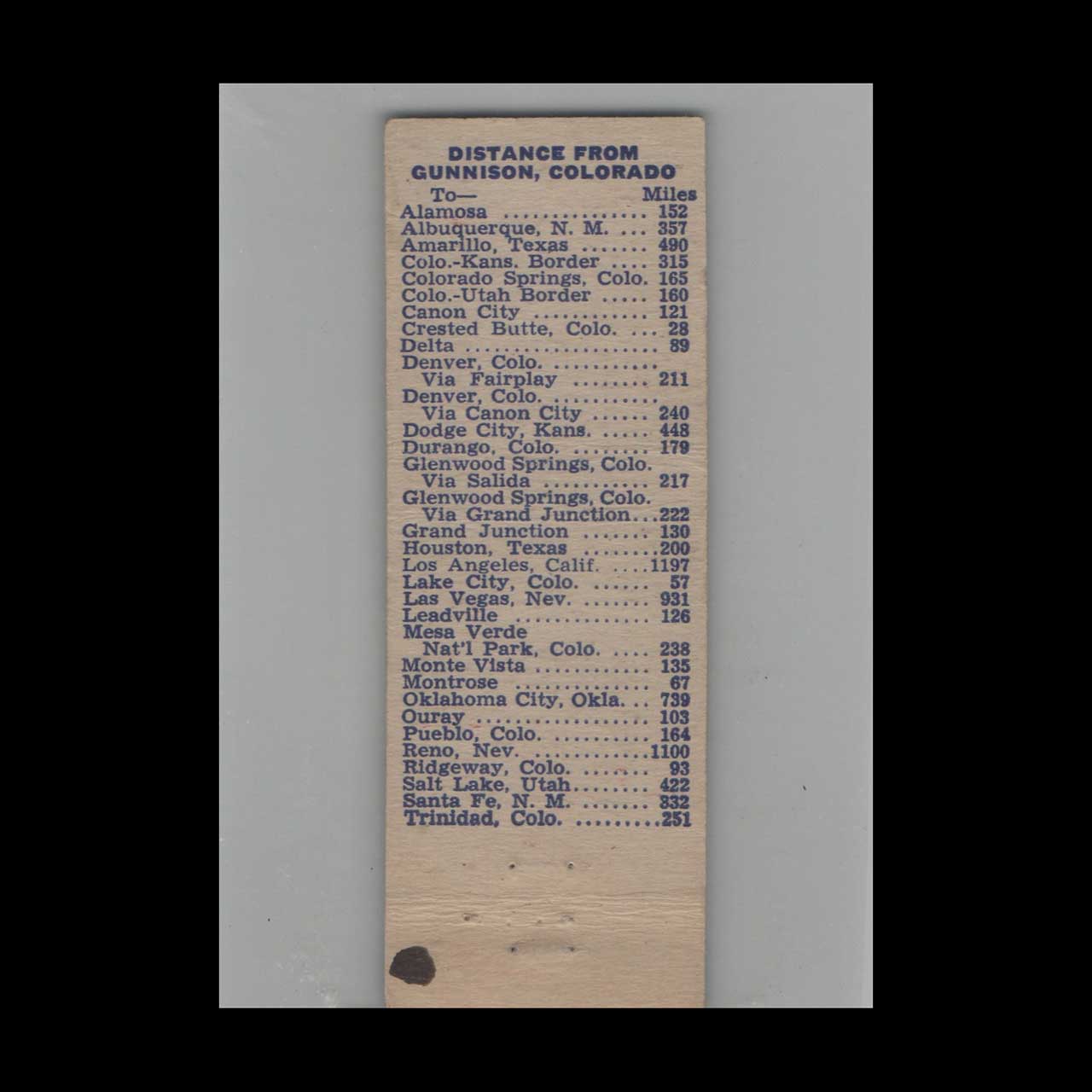 Spencer & Hill Texaco Matchbook Cover Gunnison CO Spencer & Hill Texaco Matchbook Cover Gunnison CO