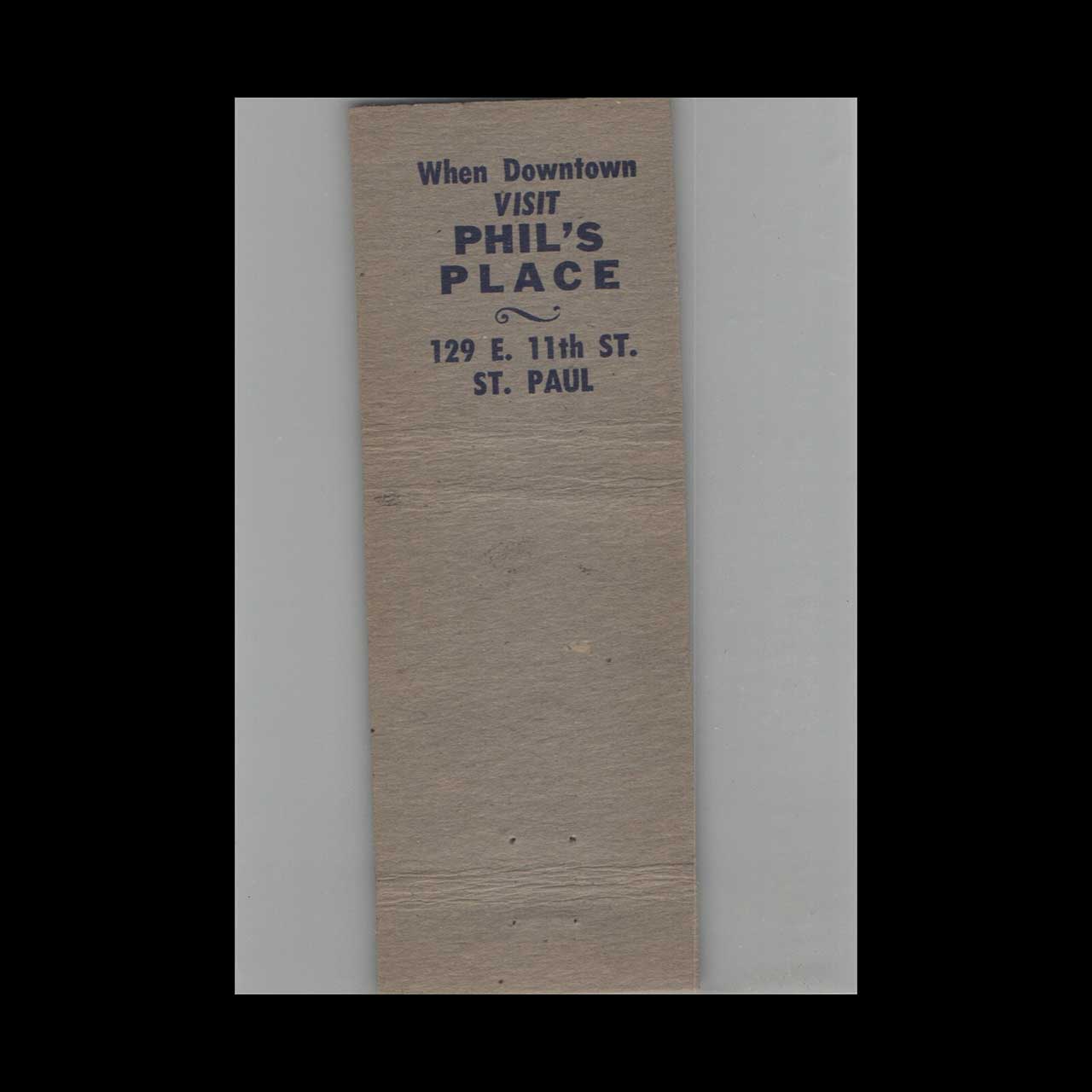 Plumbos Old Timers Club Matchbook Cover St Paul MN Plumbos Old Timers Club Matchbook Cover St Paul MN