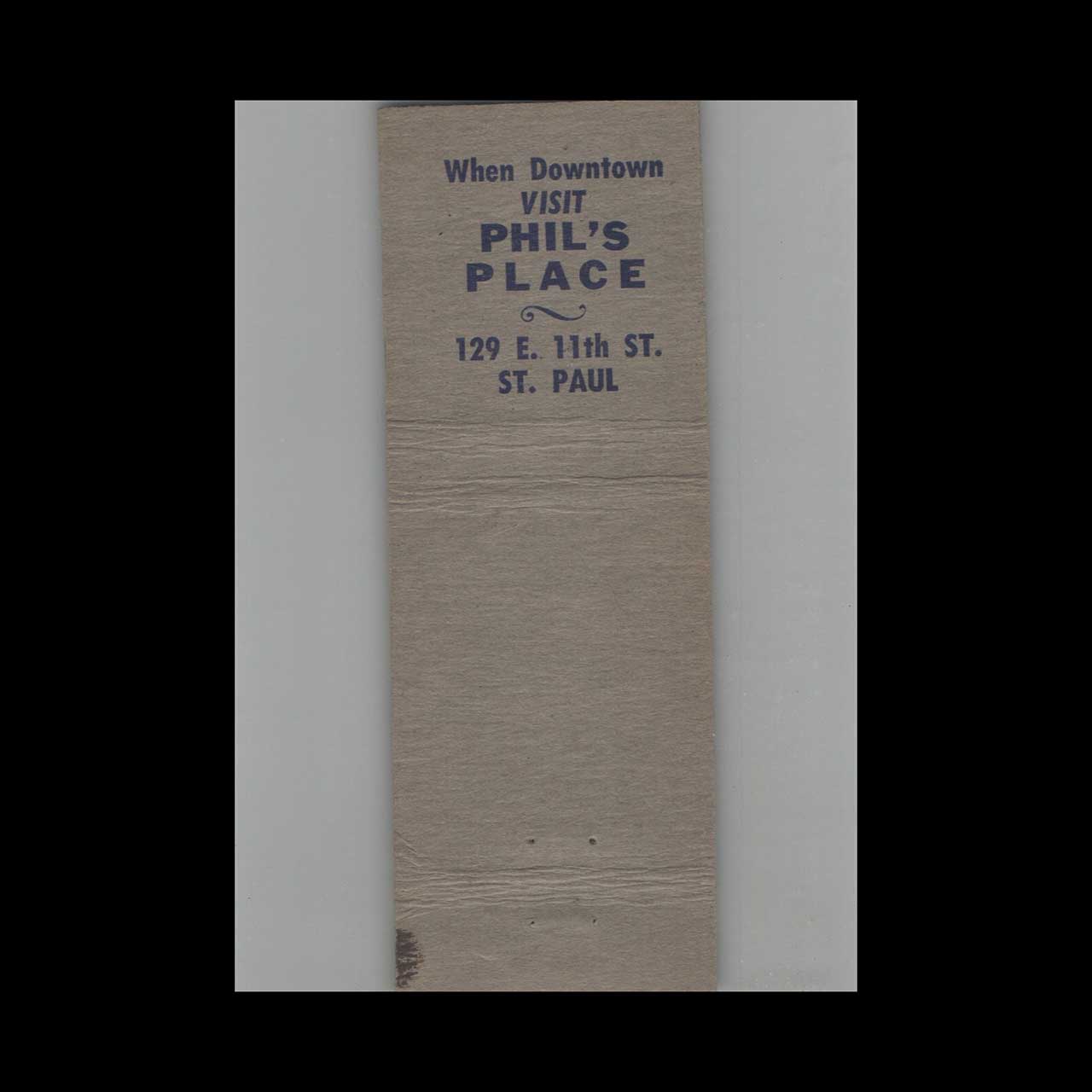 Plumbos Old Timers Club Matchbook Cover St Paul MN Plumbos Old Timers Club Matchbook Cover St Paul MN