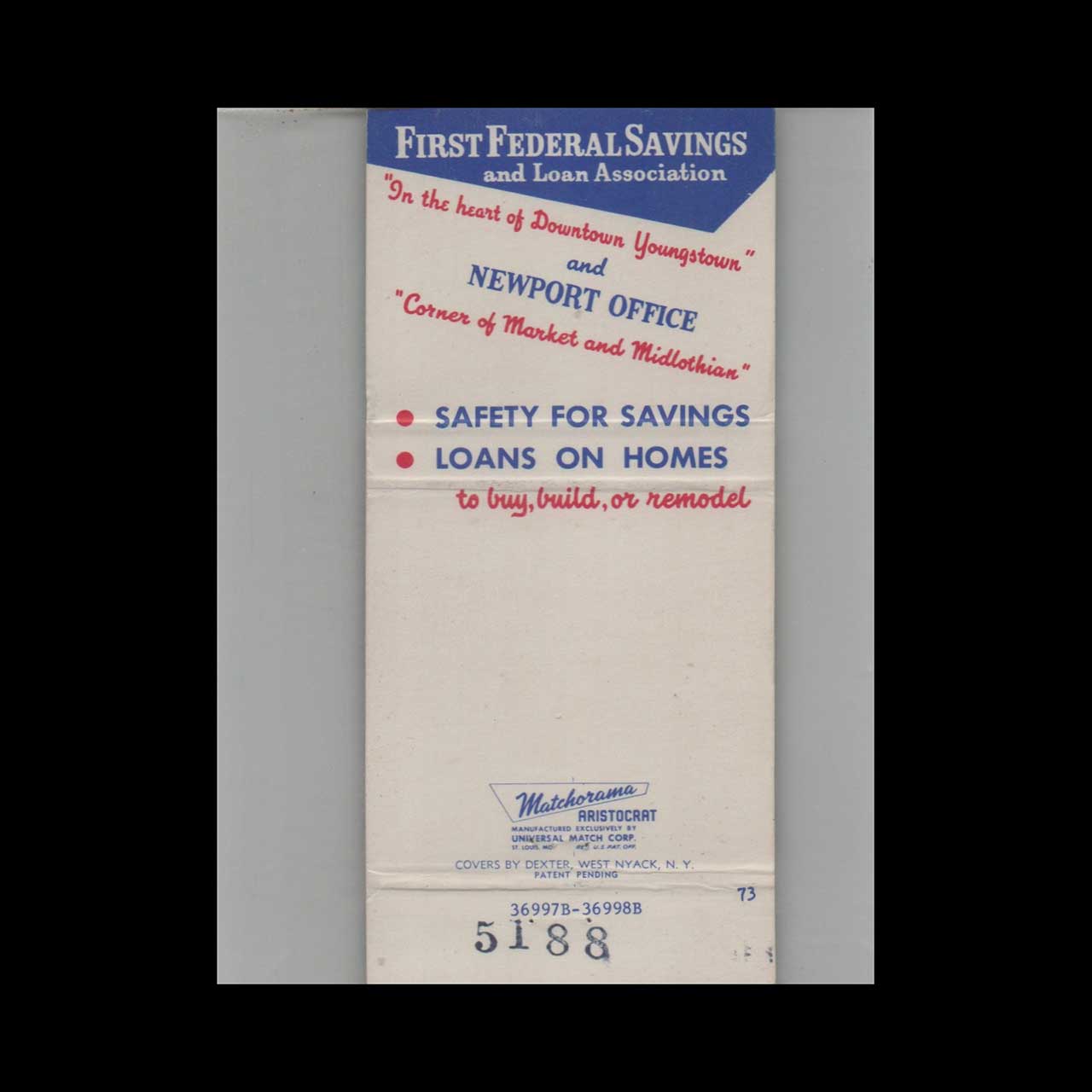 Matchorama Matchbook Cover First Federal Savings & Loan Youngstown OH Matchorama Matchbook Cover First Federal Savings & Loan Youngstown OH