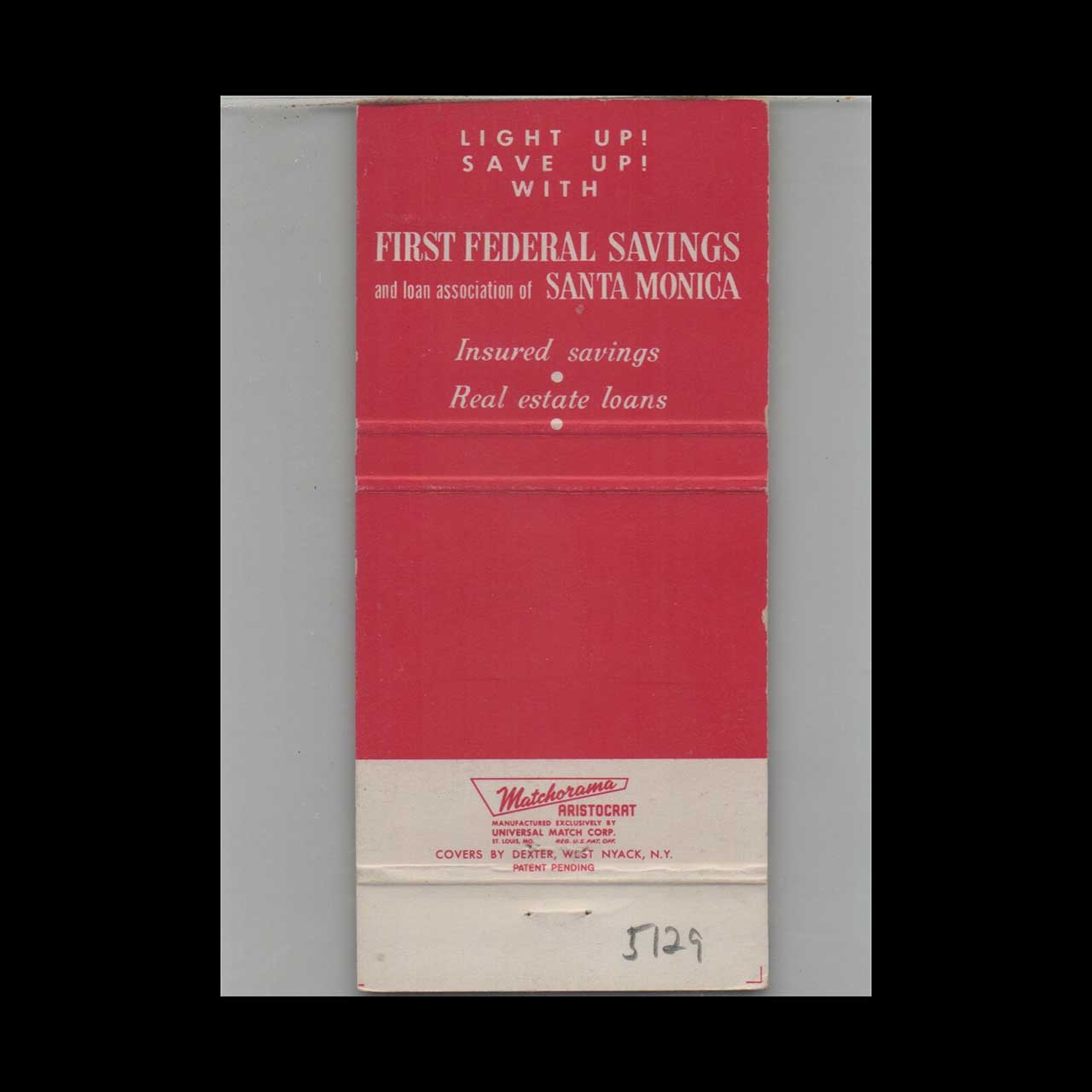 First Federal Savings Matchbook Cover Santa Monica First Federal Savings Matchbook Cover Santa Monica