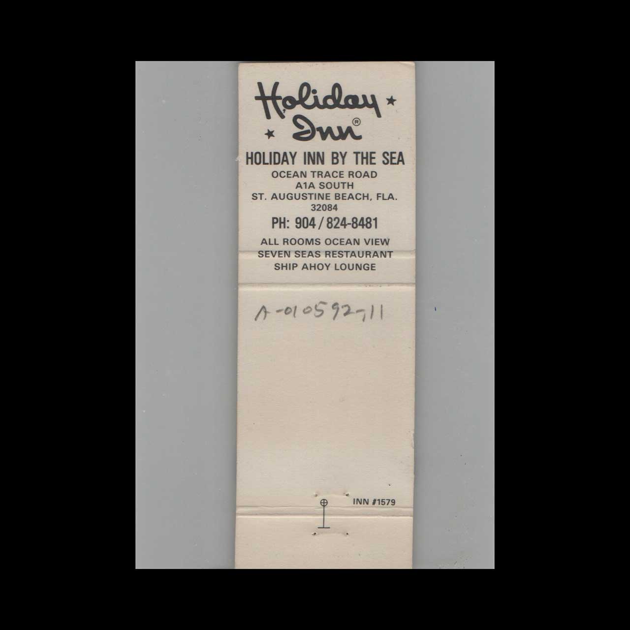 Matchbook Cover Holiday Inn St Augustine FL #15 Matchbook Cover Holiday Inn St Augustine FL #15