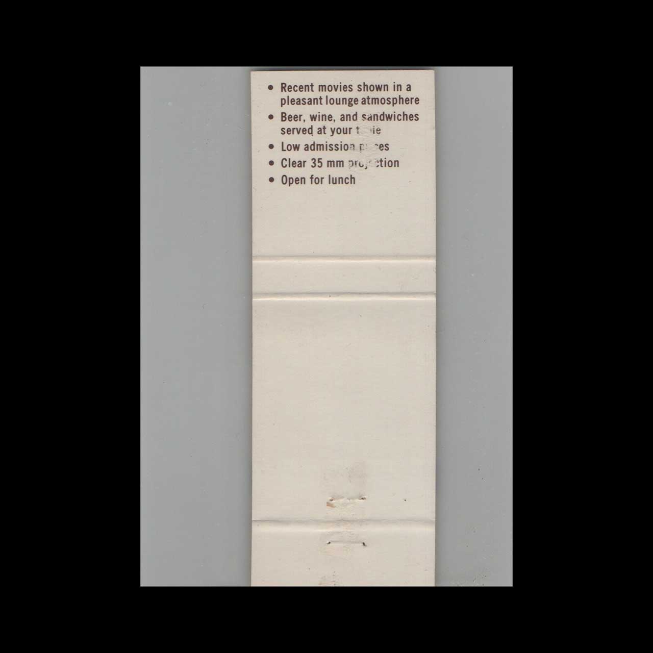 Matchbook Cover Cinema Plus Deli & Pub St Augustine FL Matchbook Cover Cinema Plus Deli & Pub St Augustine FL