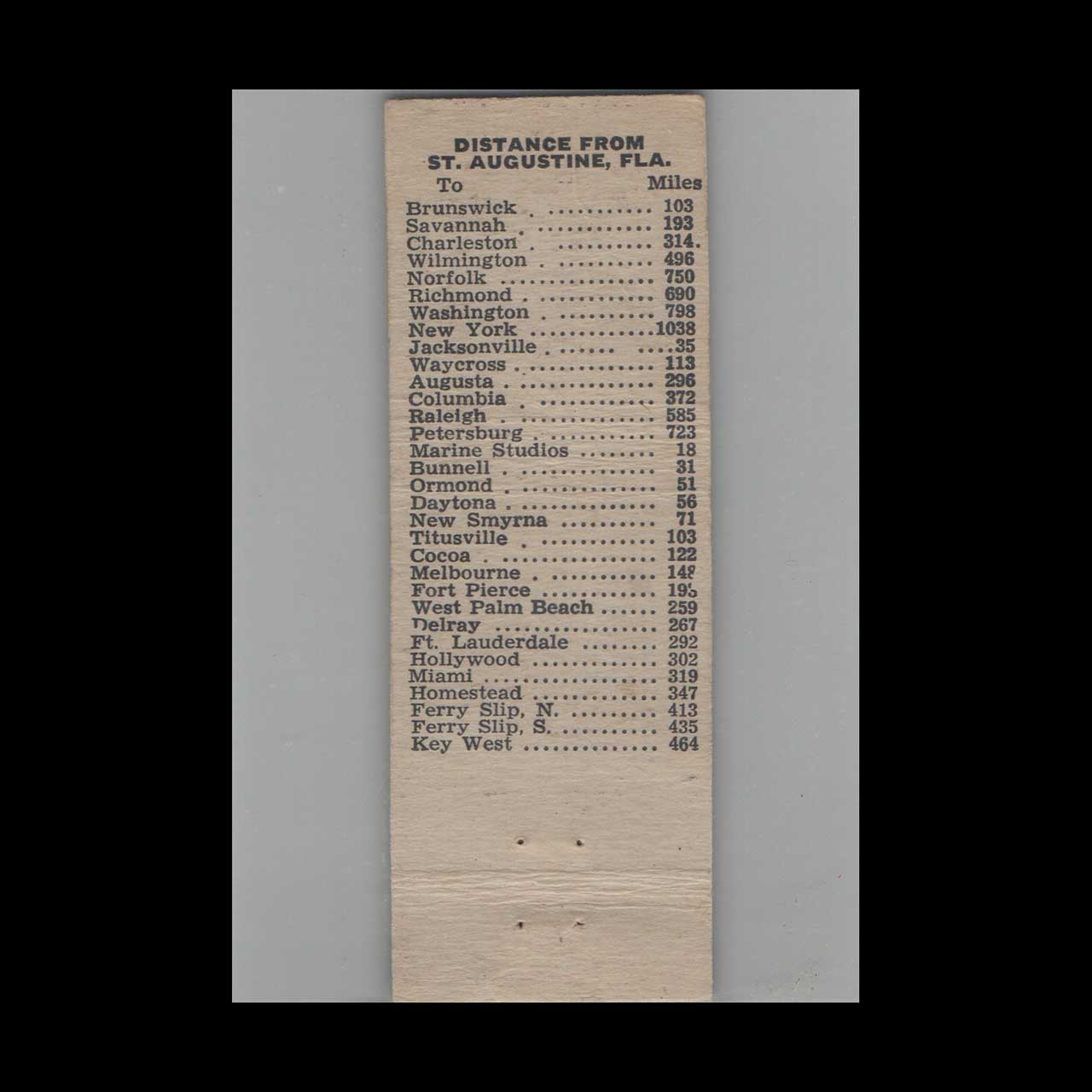 Matchbook Cover Colonial Court St Augustine FL Matchbook Cover Colonial Court St Augustine FL