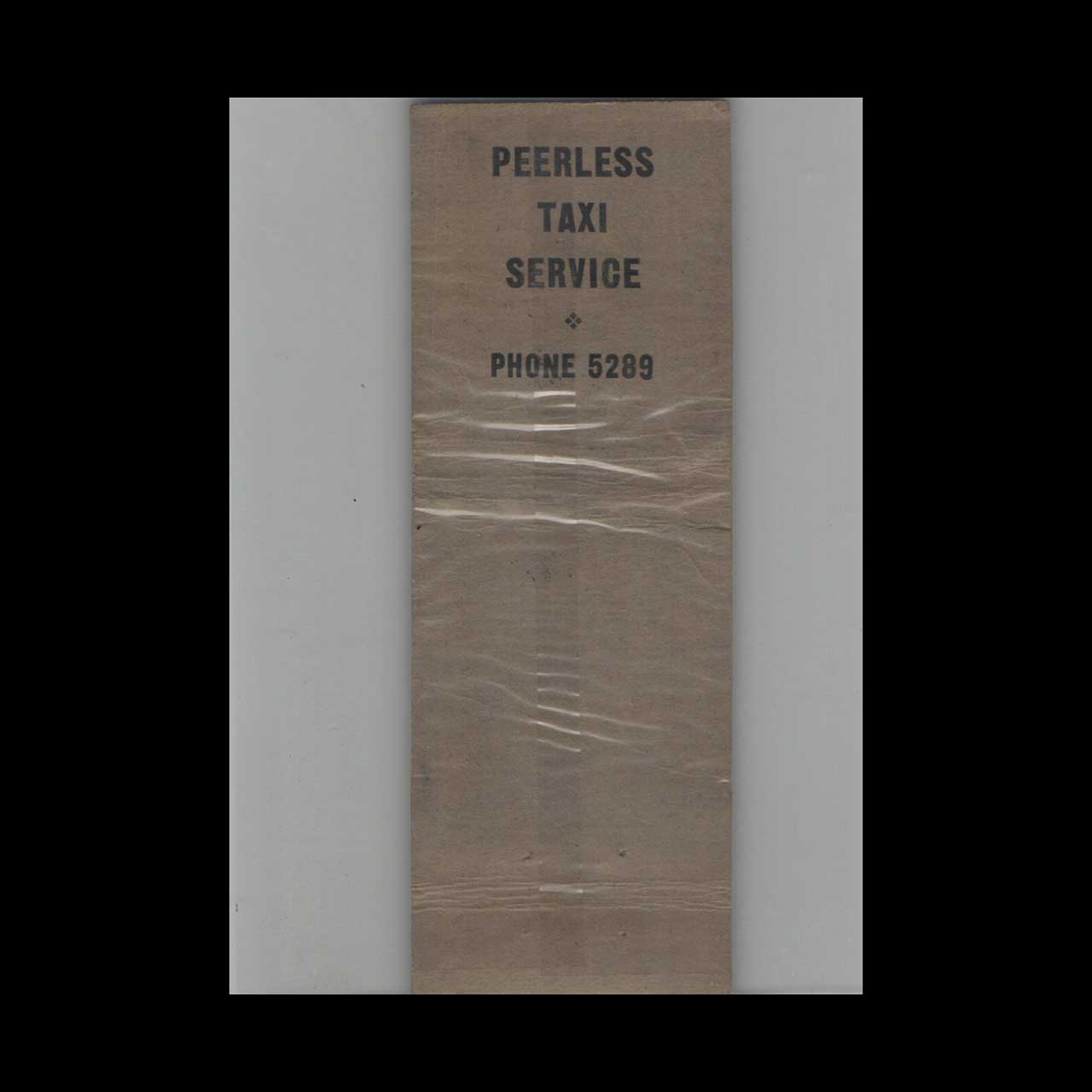 Peerless Taxi Service Matchbook Cover Reading PA Peerless Taxi Service Matchbook Cover Reading PA