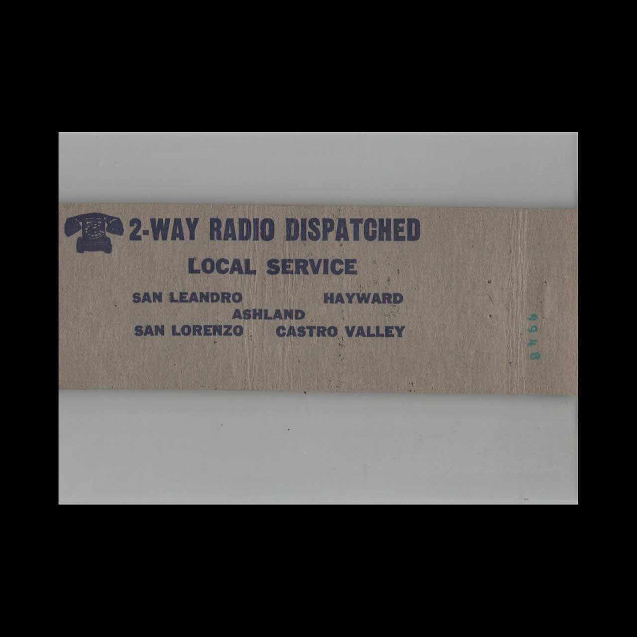 Pony Express Cabs Matchbook Cover San Leandro CA Pony Express Cabs Matchbook Cover San Leandro CA