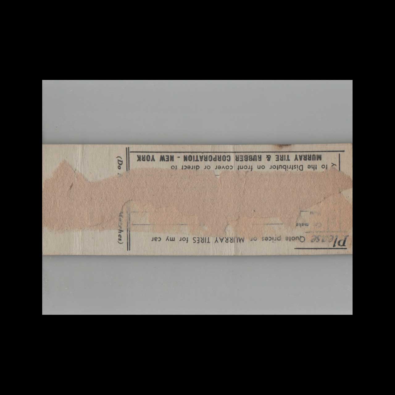 Murray Tires Matchbook Cover Rapaport Tire Co Bangor ME Murray Tires Matchbook Cover Rapaport Tire Co Bangor ME