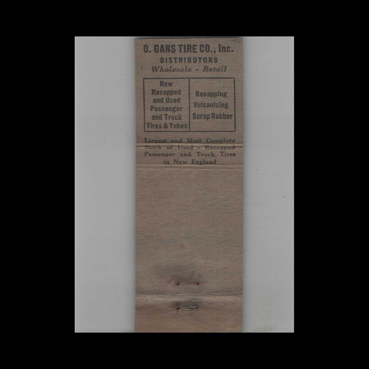 Goodyear Tires Matchbook Cover OGans Tire Co Everett MA Goodyear Tires Matchbook Cover OGans Tire Co Everett MA