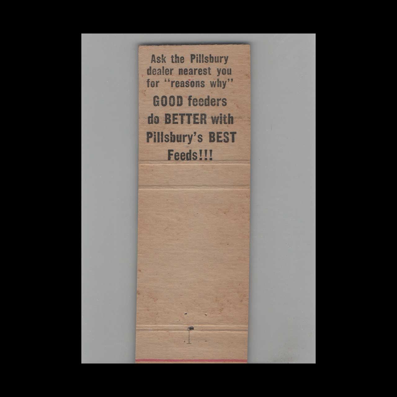 Pillsbury Feeds Matchbook Cover Shaw & Baker Union IL Pillsbury Feeds Matchbook Cover Shaw & Baker Union IL