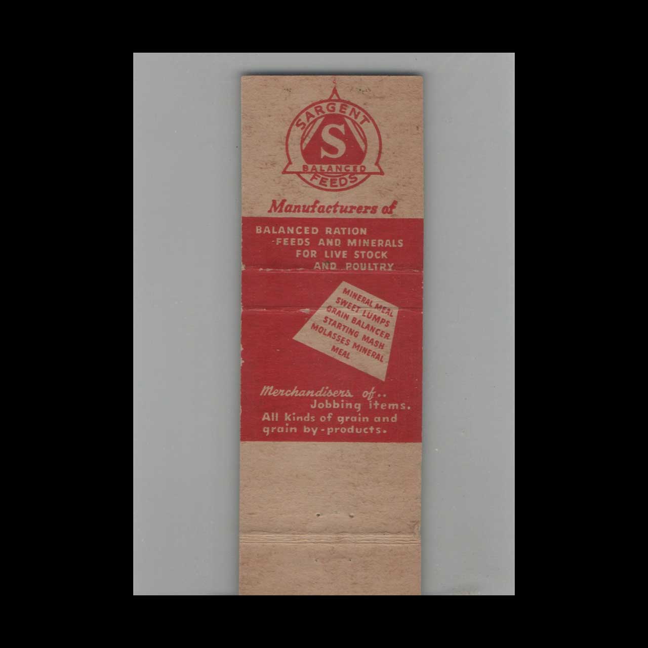 Sargent & Co Feeds Matchbook Cover Coleta IL Sargent & Co Feeds Matchbook Cover Coleta IL