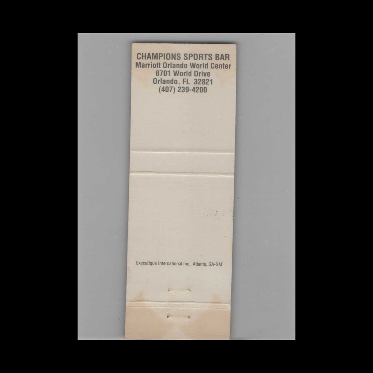 Matchbook Cover Champions Orlando FL Matchbook Cover Champions Orlando FL