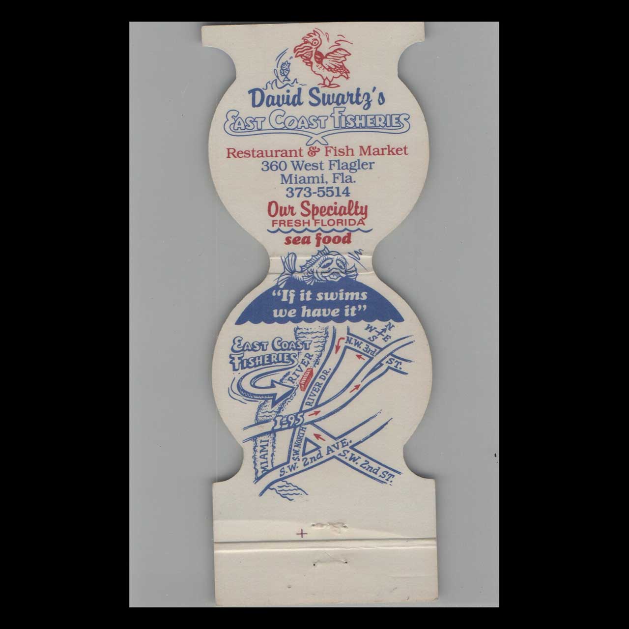 David Swartzs East Coast Fisheries Miami Matchbook Cover David Swartzs East Coast Fisheries Miami Matchbook Cover