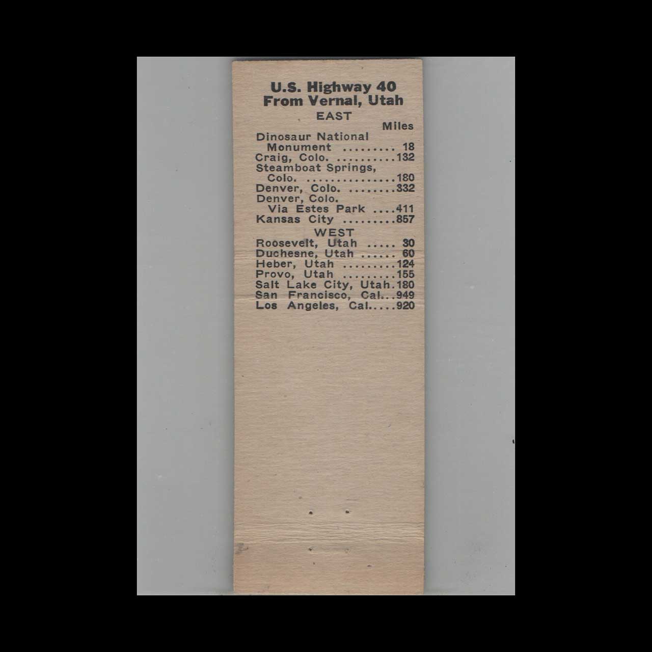 Matchbook Cover Dinosaur Motor Lodge Vernal UT Matchbook Cover Dinosaur Motor Lodge Vernal UT