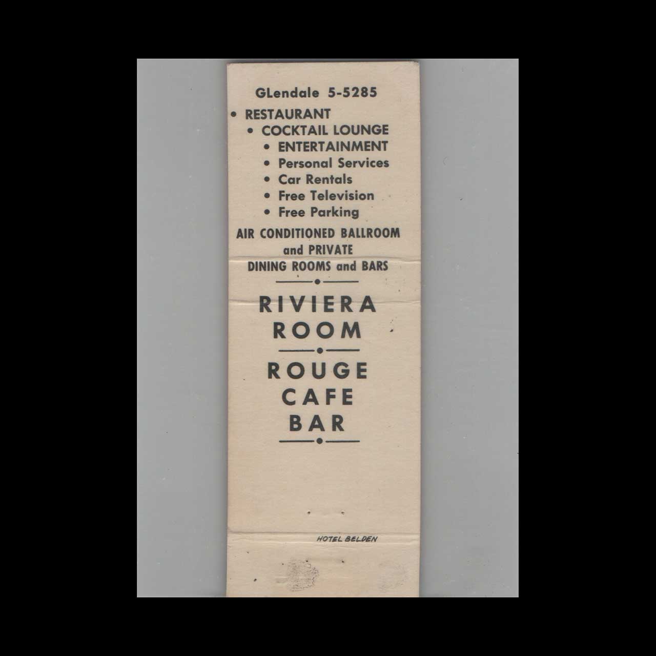 Matchbook Cover Hotel Belden Canton OH Matchbook Cover Hotel Belden Canton OH